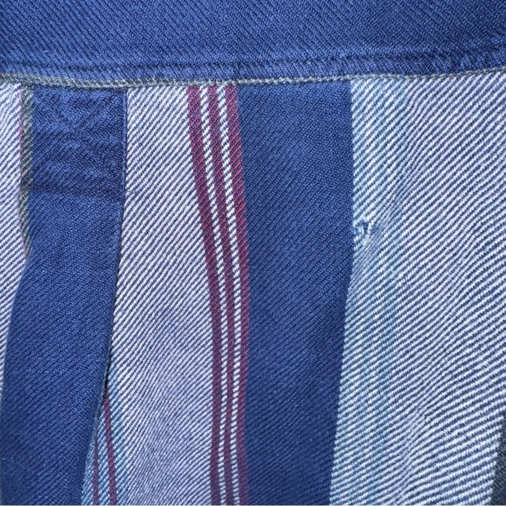 Rustic Outfitter Men’s Striped Flannel Shirt Medium Blue Button Front Cotton
